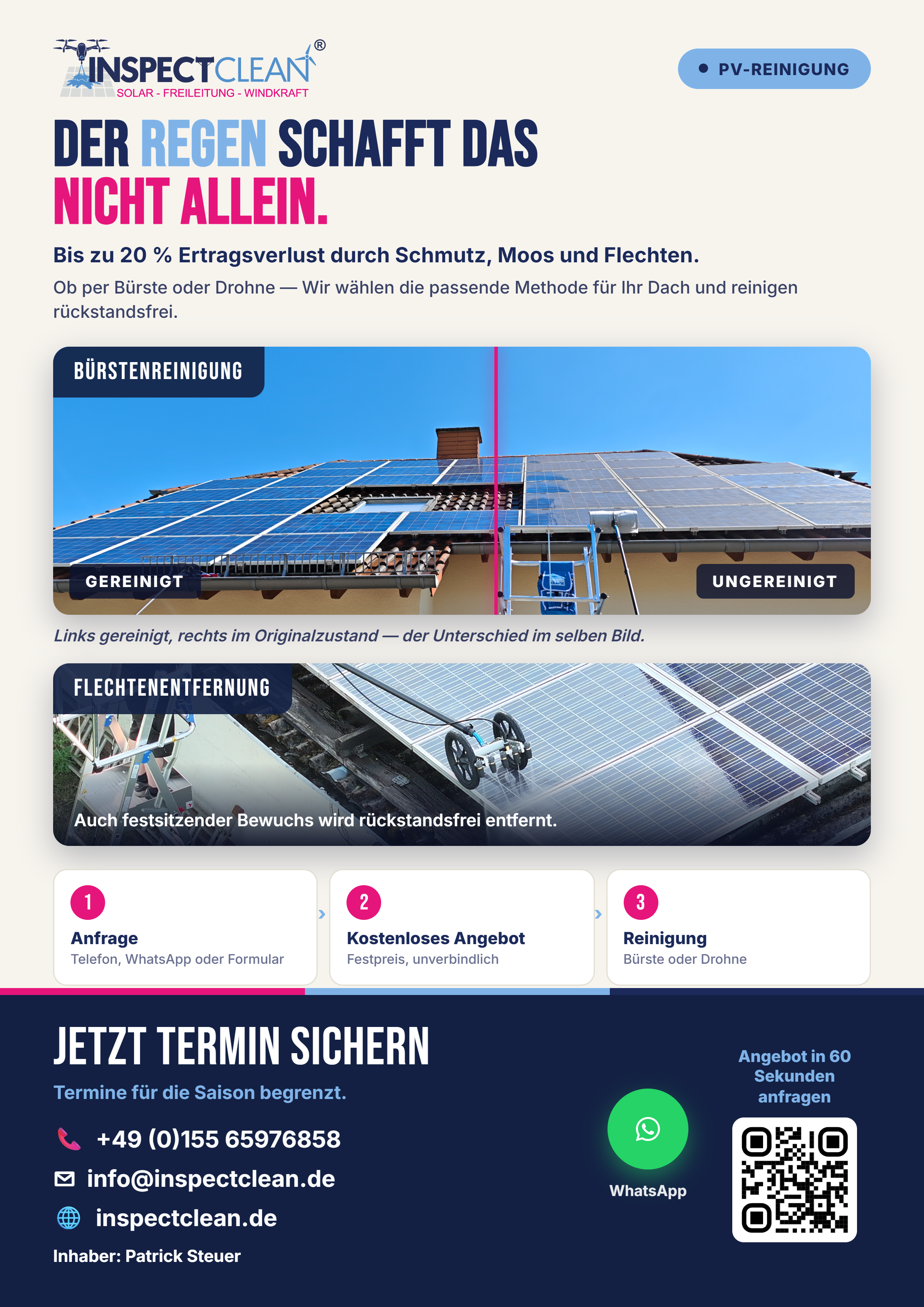 Flyer PV-Reinigung · Bürste & Drohne