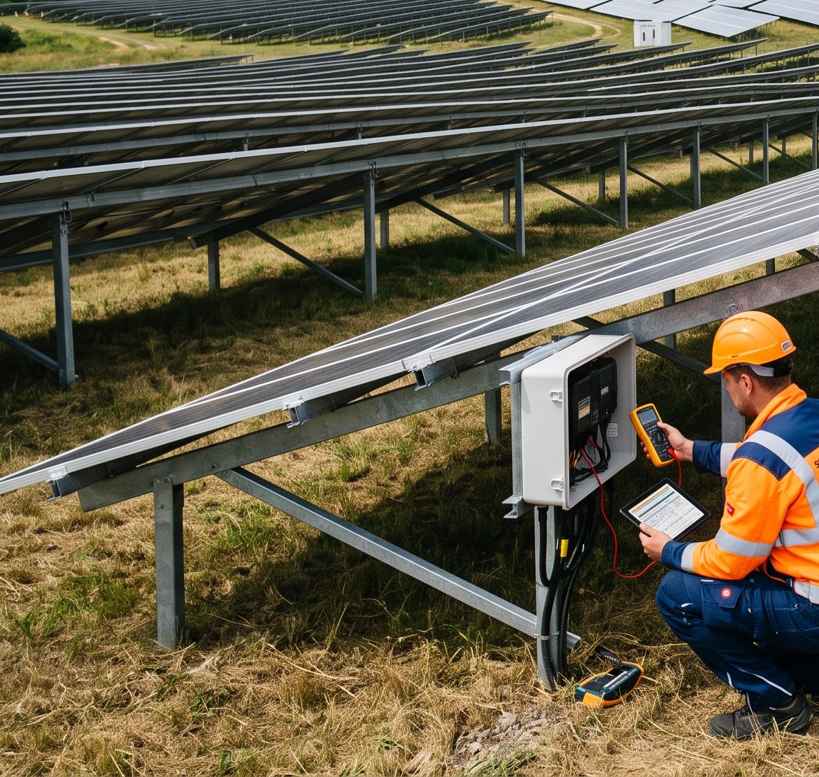 Wartung und Messung an einer PV-Anlage